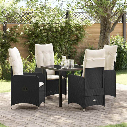 Set da Pranzo per Giardino con cuscino 5 pcs Nero Poly Rattan - homemem39