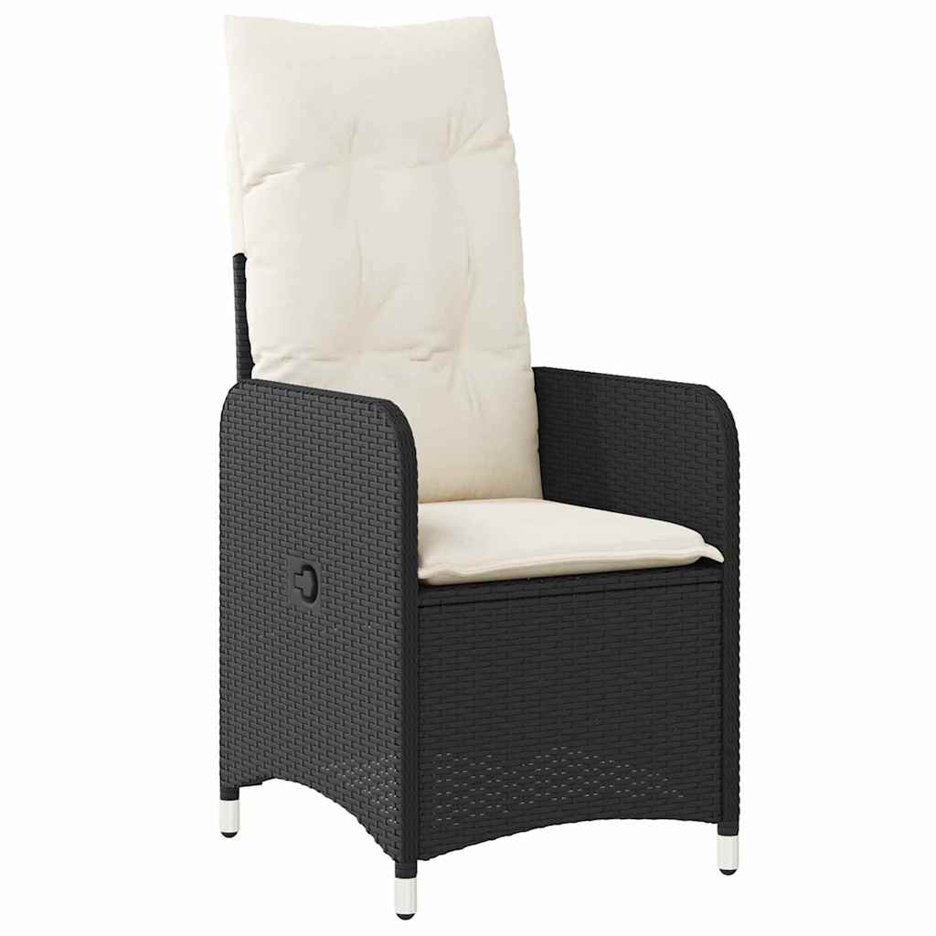 Set da Pranzo per Giardino con cuscino 5 pcs Nero Poly Rattan - homemem39