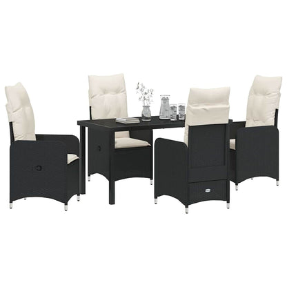 Set da Pranzo per Giardino con cuscino 5 pcs Nero Poly Rattan - homemem39