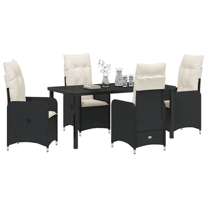 Set da Pranzo per Giardino con cuscino 5 pcs Nero Poly Rattan - homemem39