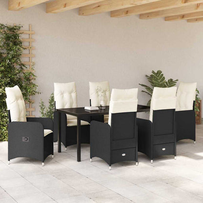 Set da Pranzo per Giardino con cuscino 7 pcs Nero Poly Rattan - homemem39