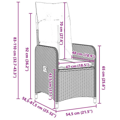Set da Pranzo per Giardino con cuscino 7 pcs Nero Poly Rattan - homemem39