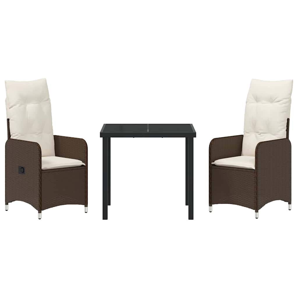 Set da Pranzo per Giardino 3 pcs Marrone Poly Rattan - homemem39