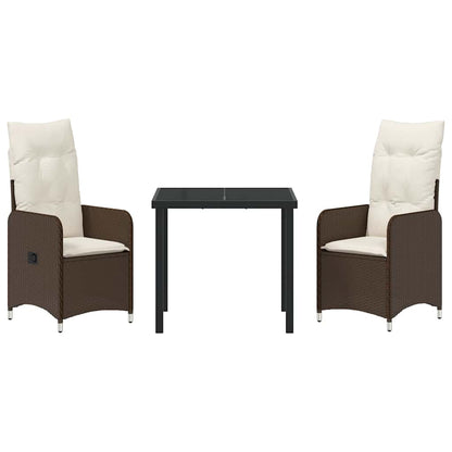 Set da Pranzo per Giardino 3 pcs Marrone Poly Rattan - homemem39