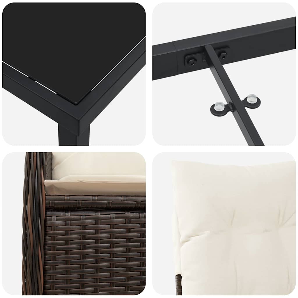 Set da Pranzo per Giardino 5 pcs Marrone Poly Rattan - homemem39