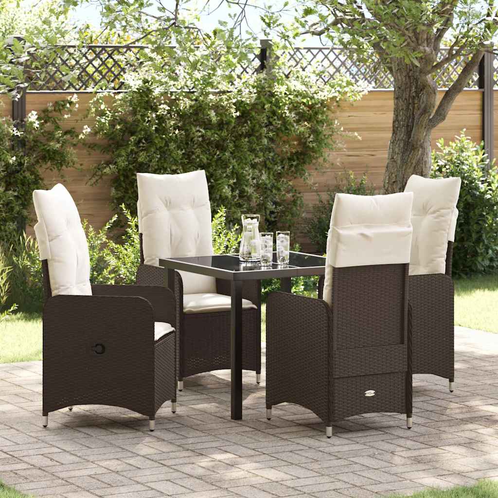 Set da Pranzo per Giardino 5 pcs Marrone Poly Rattan - homemem39
