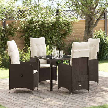 Set da Pranzo per Giardino 5 pcs Marrone Poly Rattan - homemem39