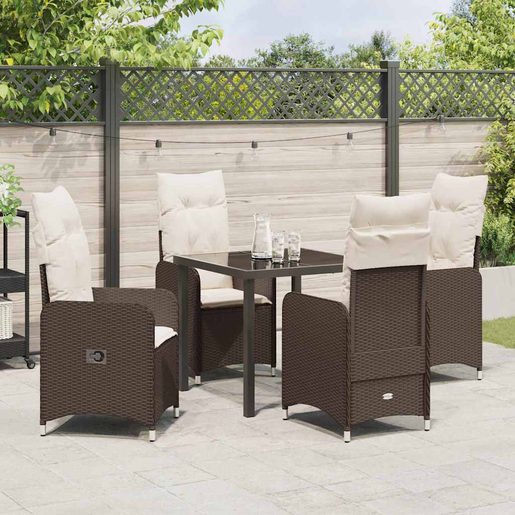 Set da Pranzo per Giardino 5 pcs Marrone Poly Rattan - homemem39