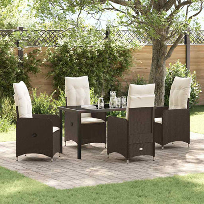 Set da Pranzo per Giardino 5 pcs Marrone Poly Rattan - homemem39