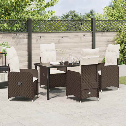 Set da Pranzo per Giardino 5 pcs Marrone Poly Rattan - homemem39