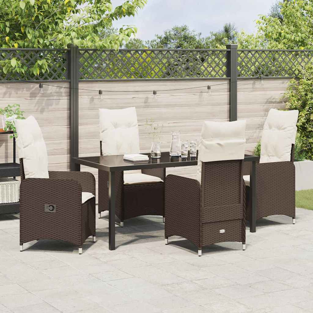 Set da Pranzo per Giardino 5 pcs Marrone Poly Rattan - homemem39