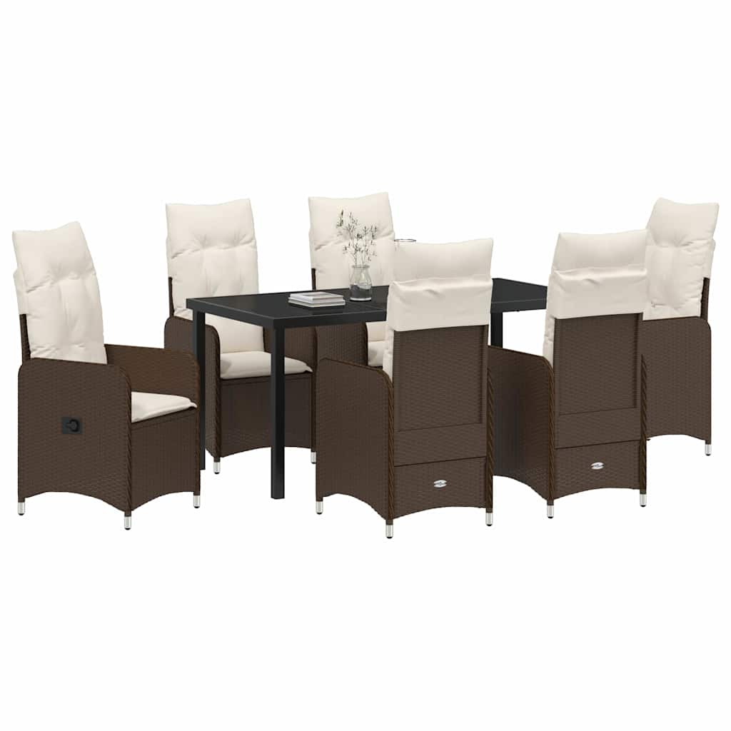 Set da Pranzo per Giardino 7 pcs Marrone polyrattan | homemem39
