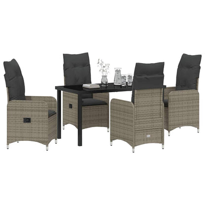 Set da Pranzo per Giardino con cuscino 5 pcs Grigio Poly Rattan - homemem39