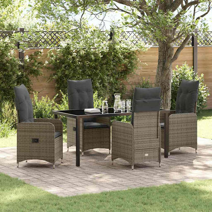 Set da Pranzo per Giardino con cuscino 5 pcs Grigio Poly Rattan - homemem39