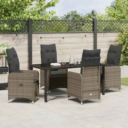 Set da Pranzo per Giardino con cuscino 5 pcs Grigio Poly Rattan - homemem39