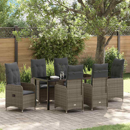 Set da Pranzo per Giardino con cuscino 7 pcs Grigio Poly Rattan - homemem39