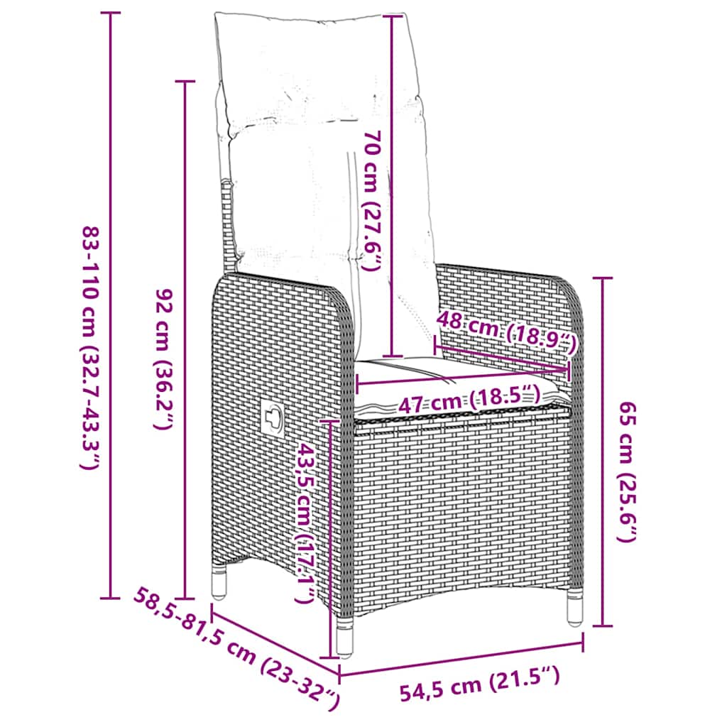 Set da Pranzo per Giardino con cuscino 7 pcs Grigio Poly Rattan - homemem39