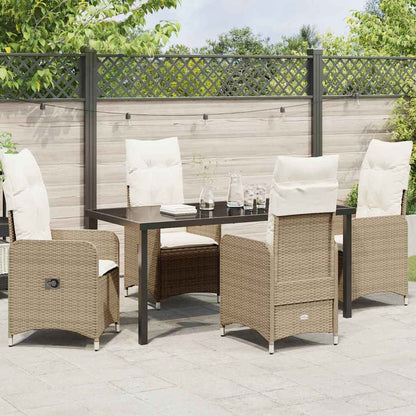 Set da Pranzo per Giardino con cuscino 5 pcs Beige Poly Rattan - homemem39