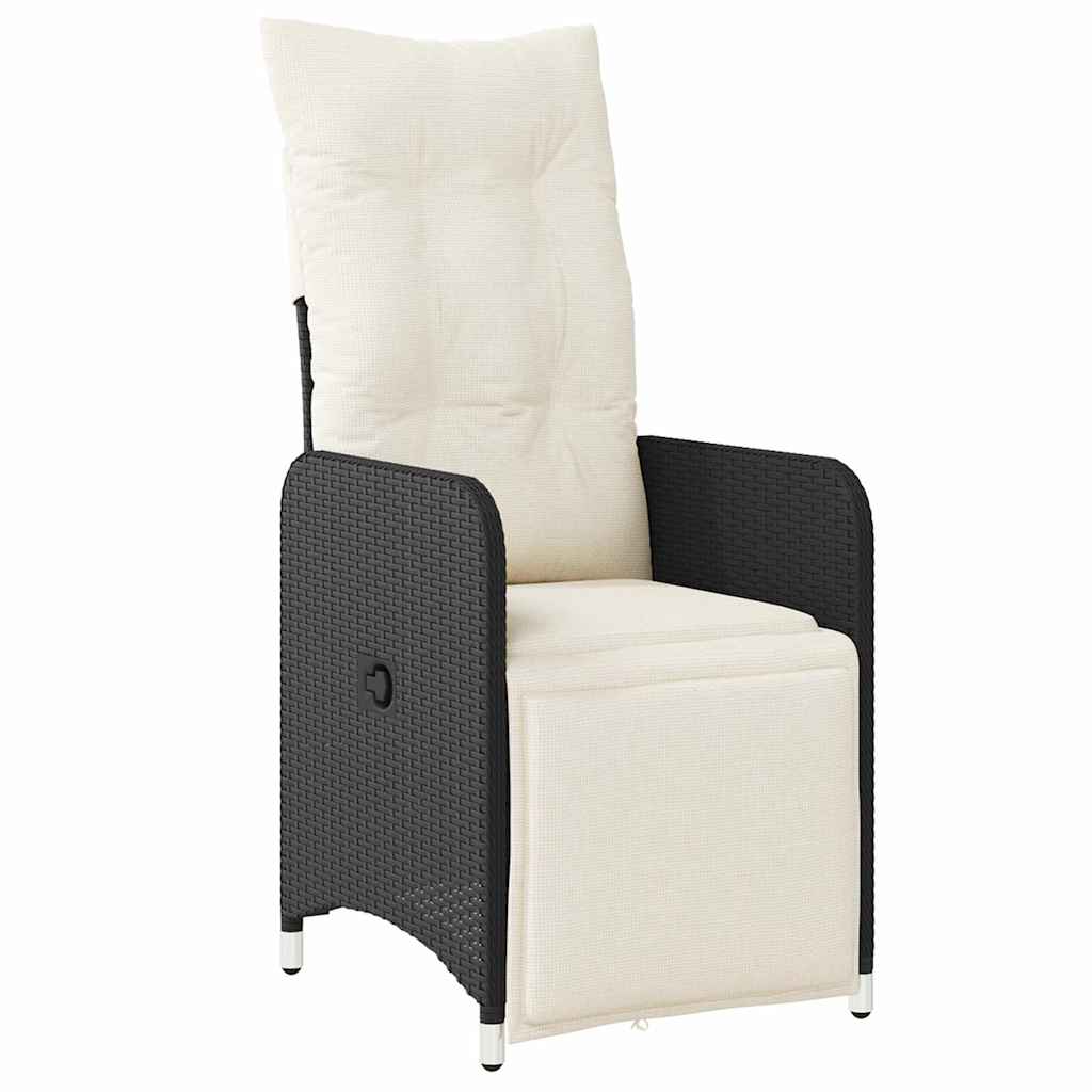 Set da Pranzo per Giardino con cuscino 3 pcs Nero Poly Rattan - homemem39