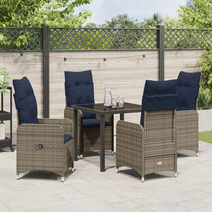 Set da Pranzo per Giardino con cuscino 5 pcs Nero Poly Rattan - homemem39