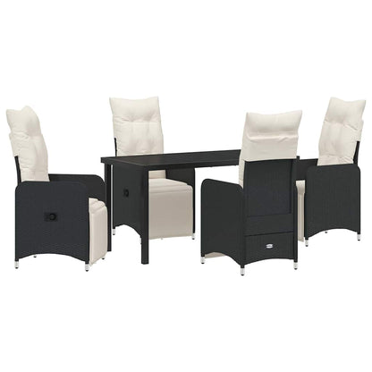 Set da Pranzo per Giardino con cuscino 5 pcs Nero Poly Rattan - homemem39