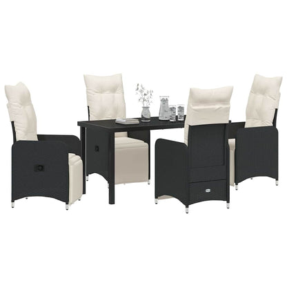 Set da Pranzo per Giardino con cuscino 5 pcs Nero Poly Rattan - homemem39