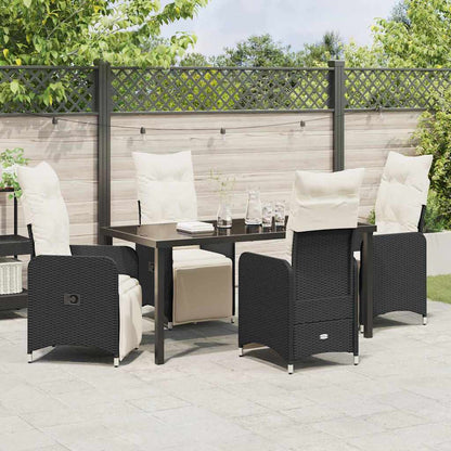 Set da Pranzo per Giardino con cuscino 5 pcs Nero Poly Rattan - homemem39