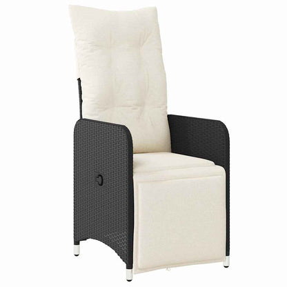 Set da Pranzo per Giardino con cuscino 5 pcs Nero Poly Rattan - homemem39