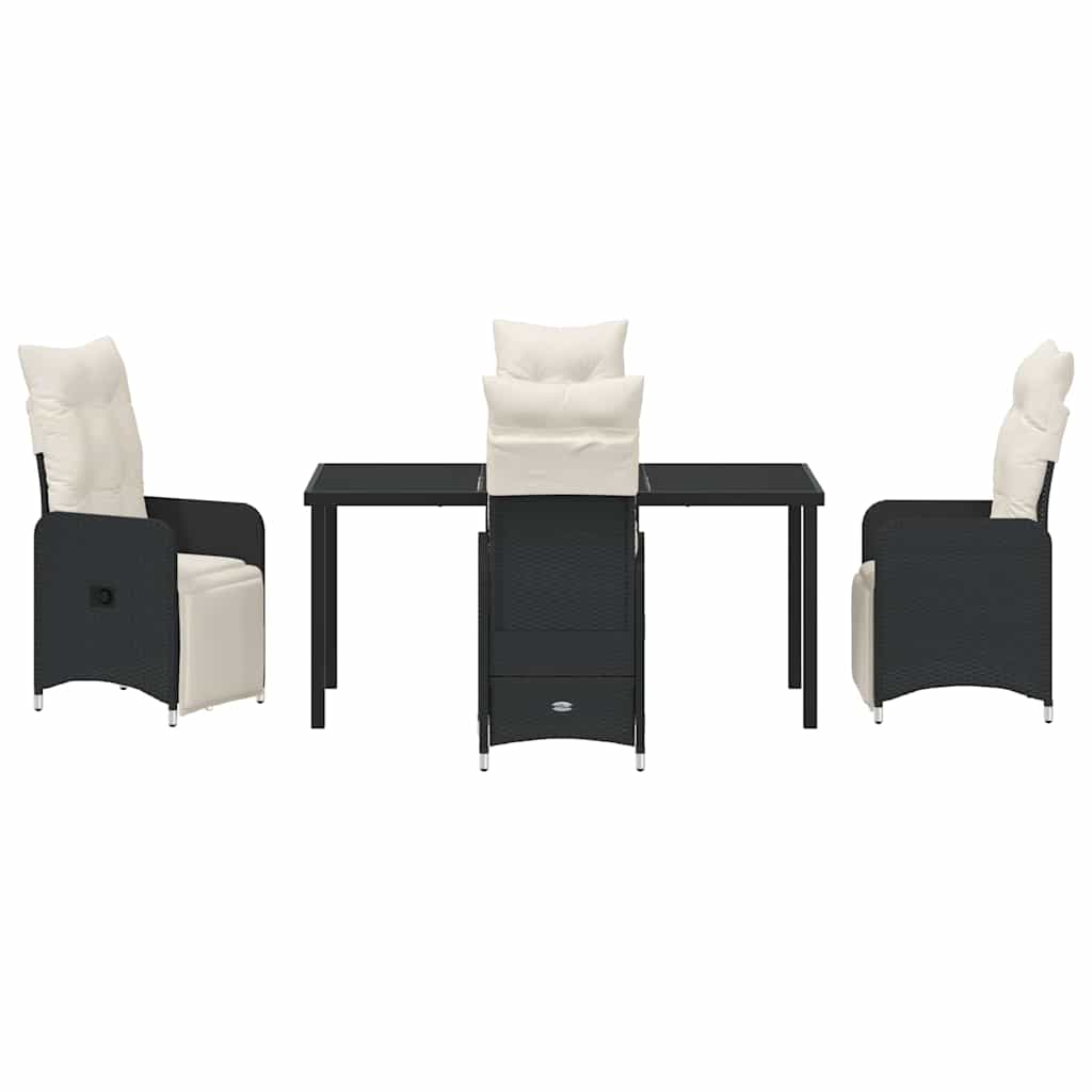 Set da Pranzo per Giardino con cuscino 5 pcs Nero Poly Rattan - homemem39