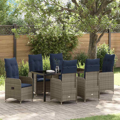 Set da Pranzo per Giardino con cuscino 7 pcs Nero Poly Rattan - homemem39
