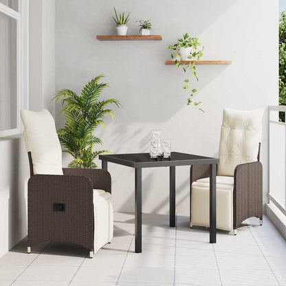 Set da Pranzo per Giardino 3 pcs Marrone Poly Rattan - homemem39