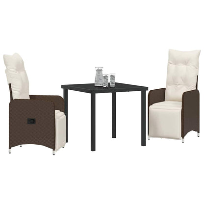 Set da Pranzo per Giardino 3 pcs Marrone Poly Rattan - homemem39
