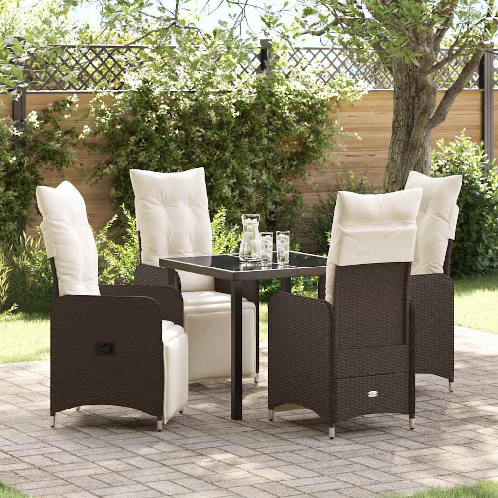 Set da Pranzo per Giardino 5 pcs Marrone Poly Rattan - homemem39