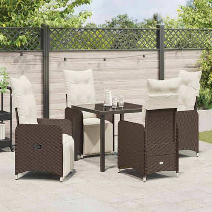 Set da Pranzo per Giardino 5 pcs Marrone Poly Rattan - homemem39