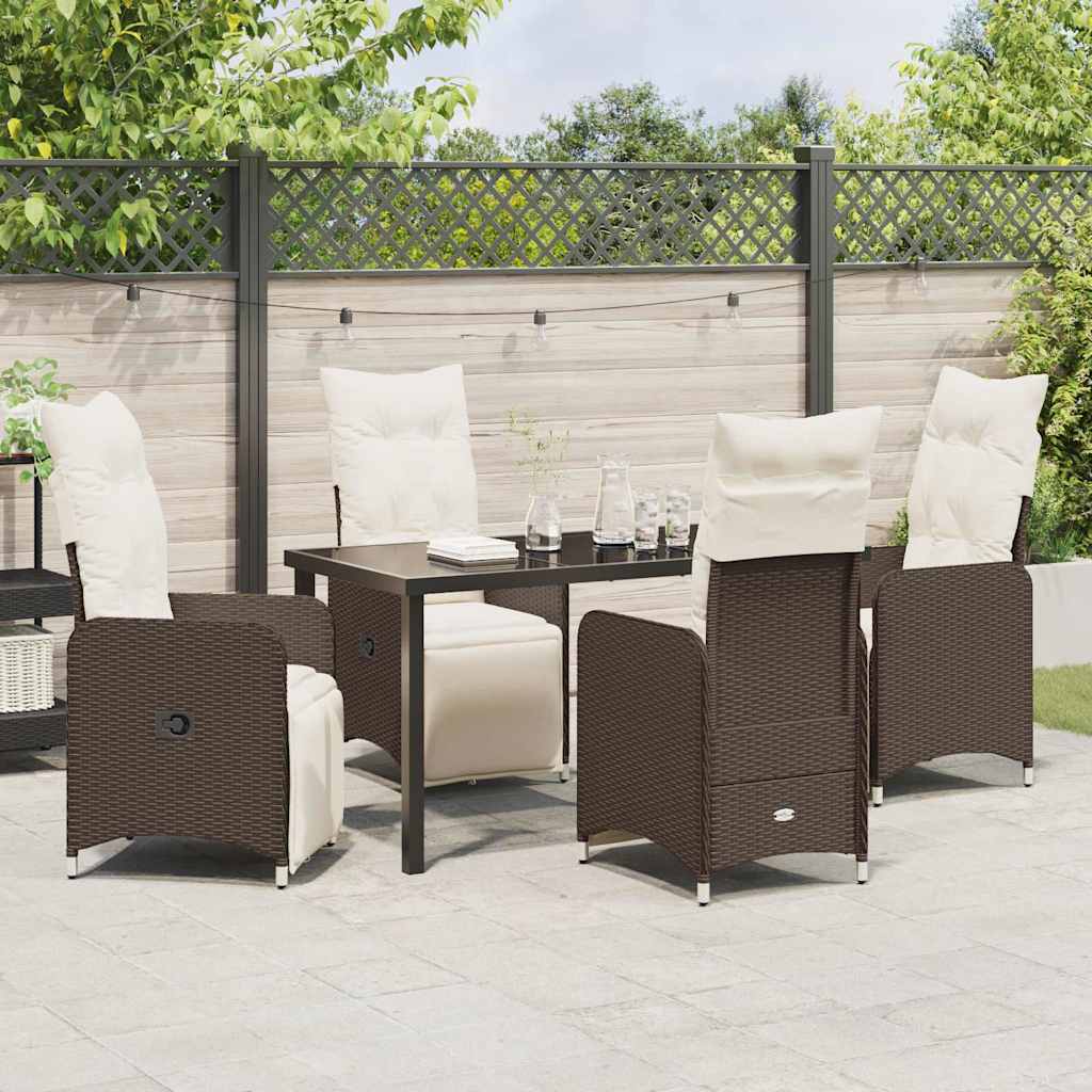 Set da Pranzo per Giardino 5 pcs Marrone Poly Rattan - homemem39