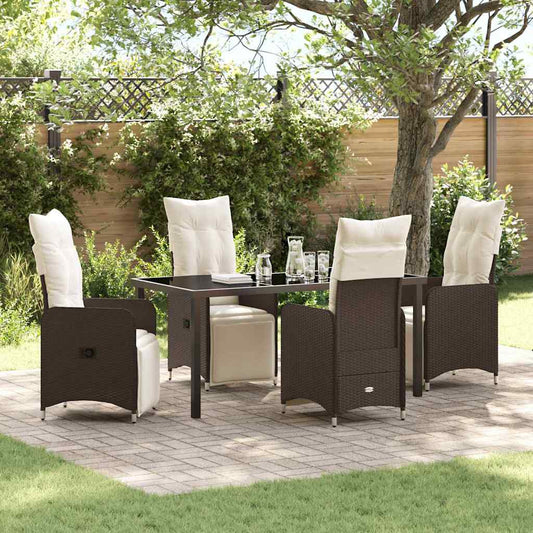 Set da Pranzo per Giardino 5 pcs Marrone Poly Rattan - homemem39