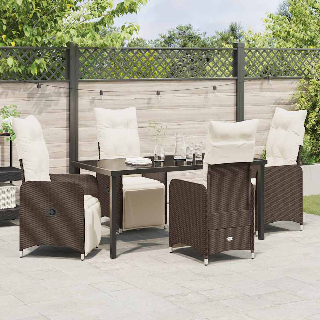 Set da Pranzo per Giardino 5 pcs Marrone Poly Rattan - homemem39