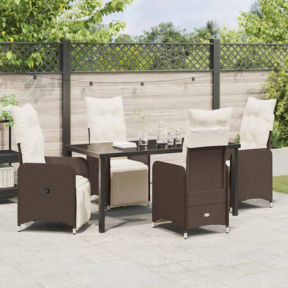 Set da Pranzo per Giardino 5 pcs Marrone Poly Rattan - homemem39