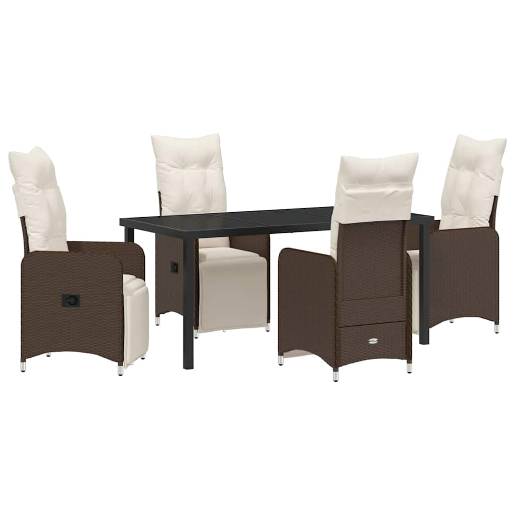 Set da Pranzo per Giardino 5 pcs Marrone Poly Rattan - homemem39