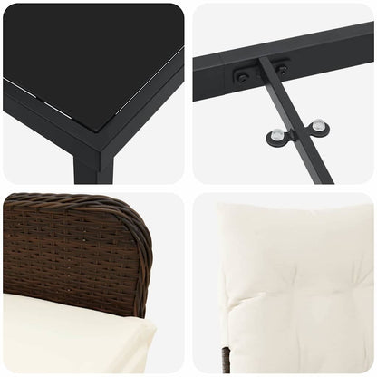 Set da Pranzo per Giardino 7 pcs Marrone Poly Rattan - homemem39