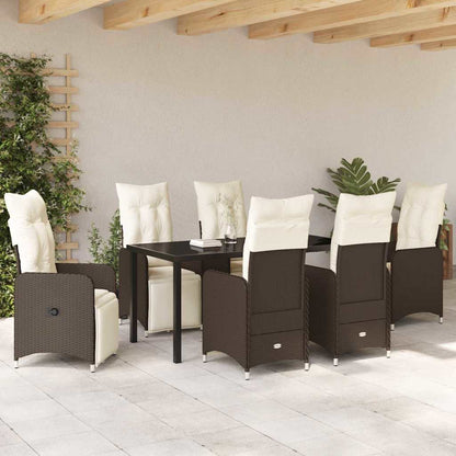 Set da Pranzo per Giardino 7 pcs Marrone Poly Rattan - homemem39