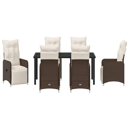 Set da Pranzo per Giardino 7 pcs Marrone Poly Rattan - homemem39