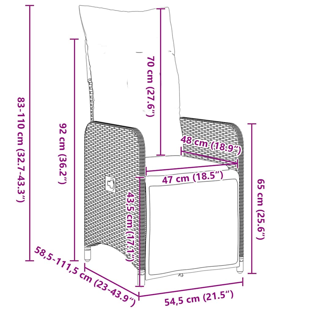Set da Pranzo per Giardino 7 pcs Marrone Poly Rattan - homemem39