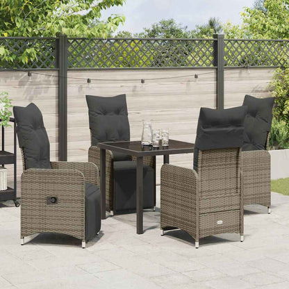 Set da Pranzo per Giardino con cuscino 5 pcs Grigio Poly Rattan - homemem39