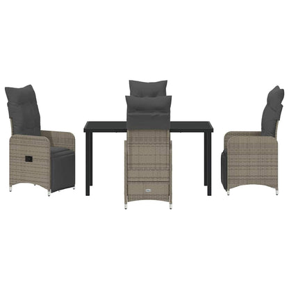 Set da Pranzo per Giardino con cuscino 5 pcs Grigio Poly Rattan - homemem39