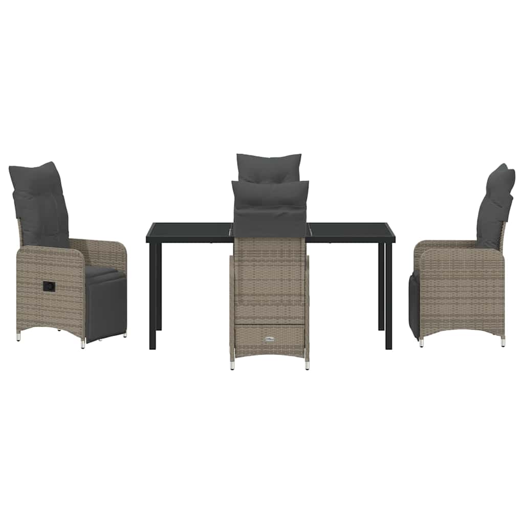 Set da Pranzo per Giardino con cuscino 5 pcs Grigio Poly Rattan - homemem39