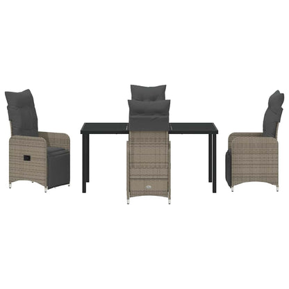 Set da Pranzo per Giardino con cuscino 5 pcs Grigio Poly Rattan - homemem39