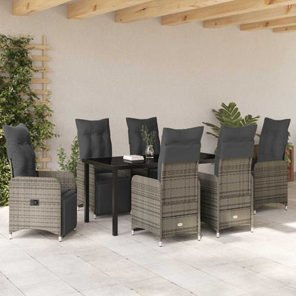 Set da Pranzo per Giardino con cuscino 7 pcs Grigio Poly Rattan - homemem39
