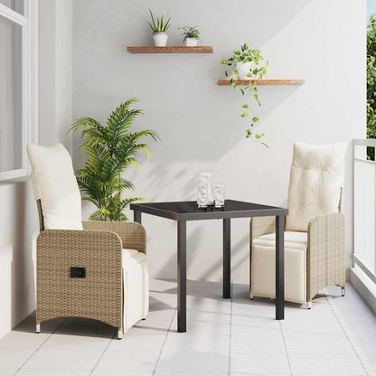 Set da Pranzo per Giardino con cuscino 3 pcs Beige Poly Rattan - homemem39