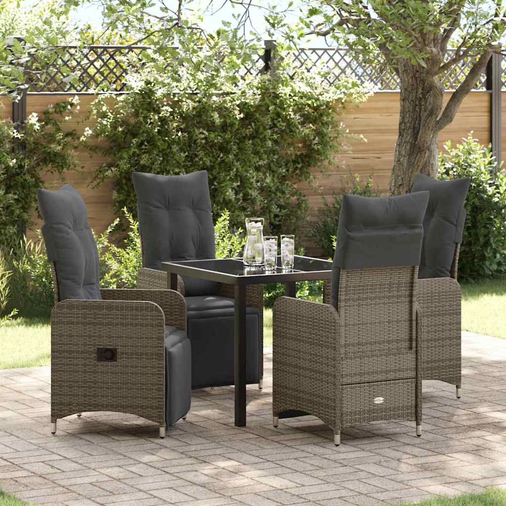 Set da Pranzo per Giardino con cuscino 5 pcs Beige Poly Rattan - homemem39
